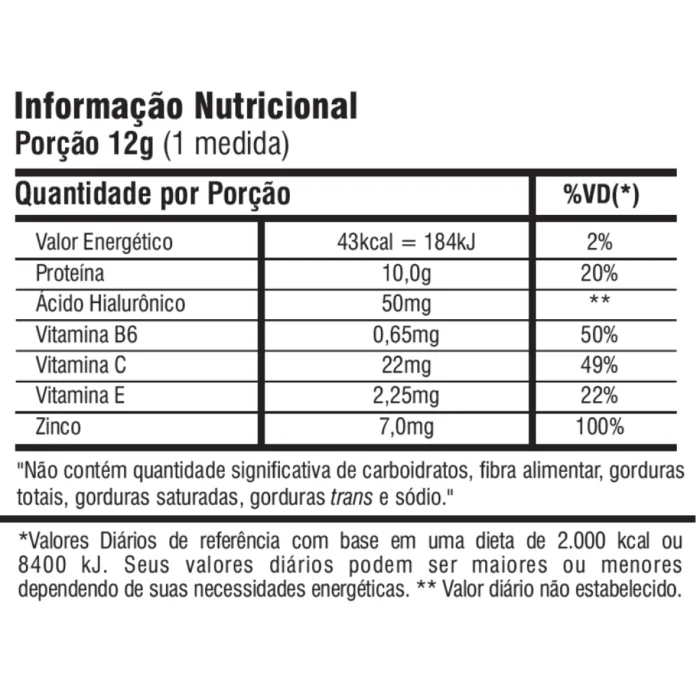 Colágeno em Pó Ácido Hialurônico Sabor Limão 216g