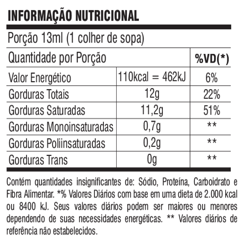Óleo de Coco Extra Virgem 200ml